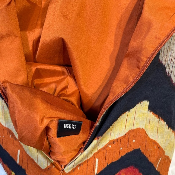 Adrianna Papell Womens 4P Burnt Orange Chevron Mini Dress Lined Pockets Pullover - Picture 12 of 16